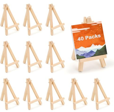 Lot de 40 chevalets en bois de 12,7 cm, mini trépieds pour toile, affichage photo, cartes, petits tableaux d'art et travaux manuels