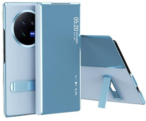 Accessoire téléphonique Compatible avec Vivo X Fold 3, coque transparente avec fenêtre intelligente, étui de téléphone de luxe à rabat fin en cuir PC rigide avec béquille, coque de téléphone tout comp