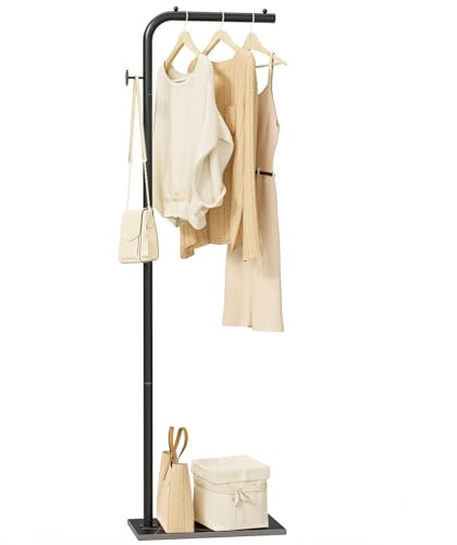 OUTBROS Metall Freistehend Garderobenständer, Jackenständer für Kleidung, Garderobe mit Haken, 180cm Modern kleiderständer Passend für EingäNge, Korridore, Hallen, Schwarz