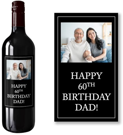 Personalised Wine Bottle Label (Pack of 2) – Custom Message & Font – Personalised Wine Label with Photo & Coloured Text – Gift for Birthdays, Weddings, Anniversaries & Special Occasions