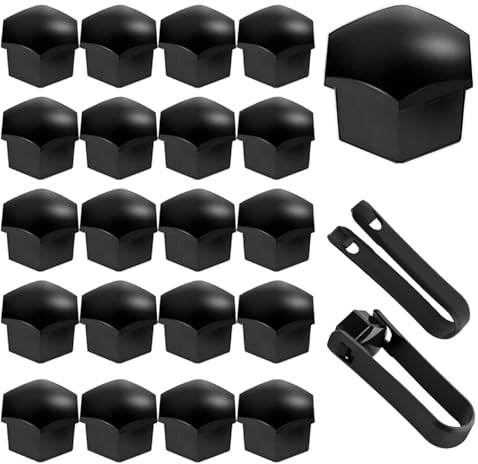 yongyongbuy 20 Pcs 17mm Wheel Nut Covers with Removal Tool – 16 Standard & 4 Locking Lug Bolt Caps for Car Wheels, Universal Fit for Most Vehicles (Black)