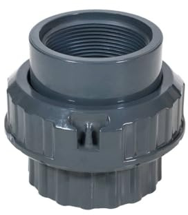 Fitvalf PVC Verschraubung 50 mm Grau Rohrverbinder mit Klebemuffen und Kappen GEMAS PVC-U Fitting PN16 für Pool Teich & Hausinstallation