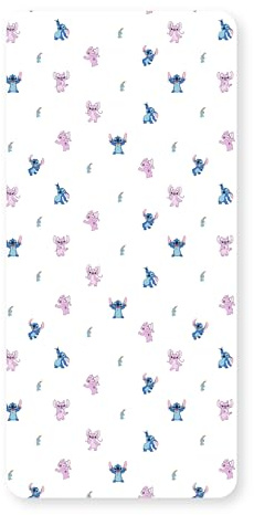Disney Lilo und Stitch Offizielles Spannbettlaken für Einzelbetten | Design „Chill“ mit Stitch und Angel | Für Einzelbetten geeignet | Weiches Polyester mit elastischem Rand | Perfekt für Kinderzimmer
