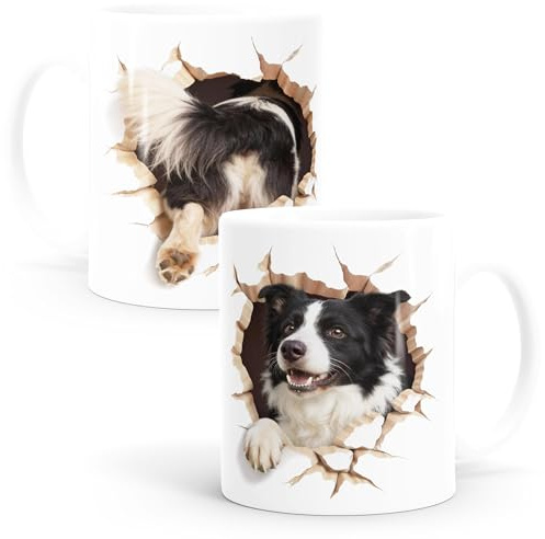 MoonWorks® Tasse für Border Collie-Halter Geschenk Hundebesitzer Tierfreunde Keramikbecher Vierbeiner Weiss standard