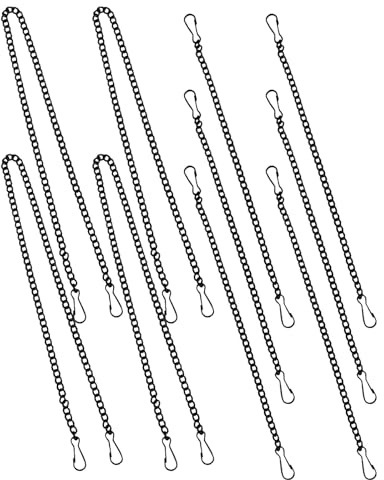 NIYANGLE Lot de 10 Chaînes Suspendre Noires en Fer avec Crochets Métalliques 6 Chaînes de 25 Cm 50 Cm pour Panneaux de Porte Cadres Affiches Suspendre Décorative Polyvalente