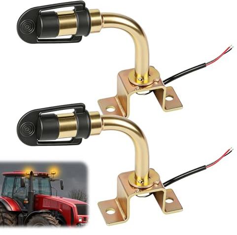 2 Stück Rundumleuchte Halterung 90° L-Form, 12V/24V Universell Rundumleuchten Halter mit Kabel und Gummikappe, Blinkende Rotierende Warnleuchte für Gabelstapler, Traktoren, Marken Landmaschinen