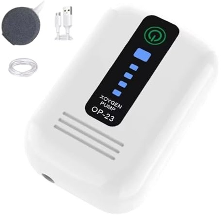 Silent Powerful Oxygen Aquarium Air Pump, 2600mah Power Rechargeable Battery Fish Tank Air Pump | Oxygen Compressor Perfect for Fishing & Power Outages, Runs Quietly in Any Fish Tank