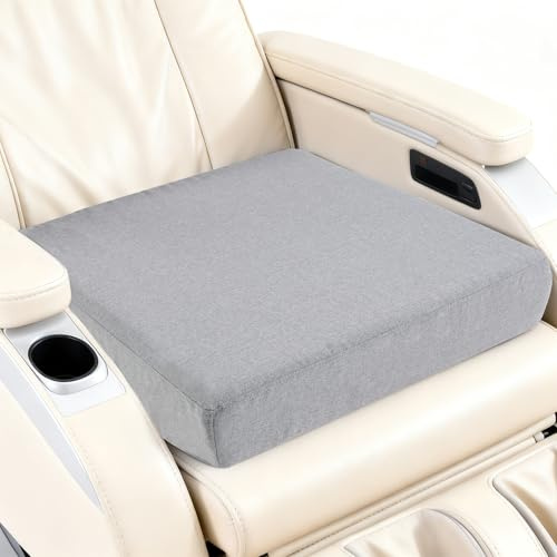 Mingone Sitzkissen, Sitzerhöhung, Aufstehkissen 50x50x9cm | Abnehmbar und waschbar, mit Memory-Schaum – ideal für Liegestühle, Sofas, Sessel und Esszimmerstühle – Hellgrau