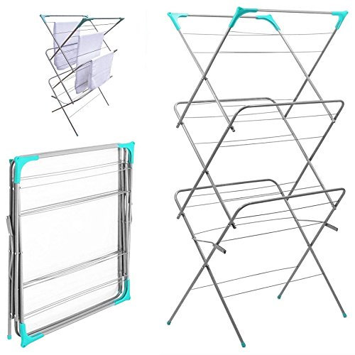 3 Tier Clothes Airer Laundry Dryer Concertina Indoor Outdoor Patio Horse Towel