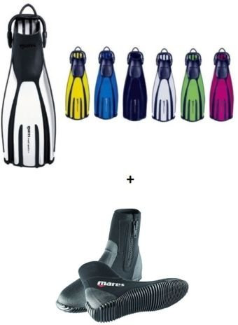 Mares Quattro+ Geräteflossen incl. Bungee Straps u Classic Füßlinge 35-47 (weiß, 10 (43))