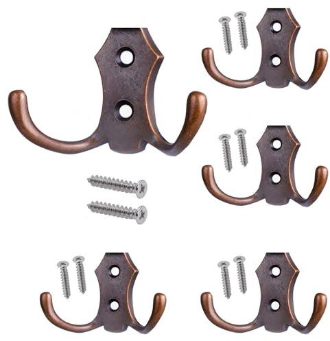 Stahlia Garderobenhaken KUPFER (5 Stück) Haken zum Schrauben vintage Kleiderhaken Garderobe KURZ Haken für Garderobe Metallhaken