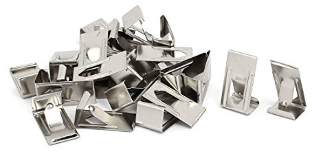 sourcing map 26mmx14mm Clip de Muelle de metal en forma redonda para fotografías tono plata 25pcs