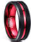 NUNCAD Ring für Männer schwarz+rot 8mm breit, Wolfram Unisex Ring mit Groove Design für Hochzeit, Verlobung, Trauung und Partnerschaft, Größe 62 (19.7)