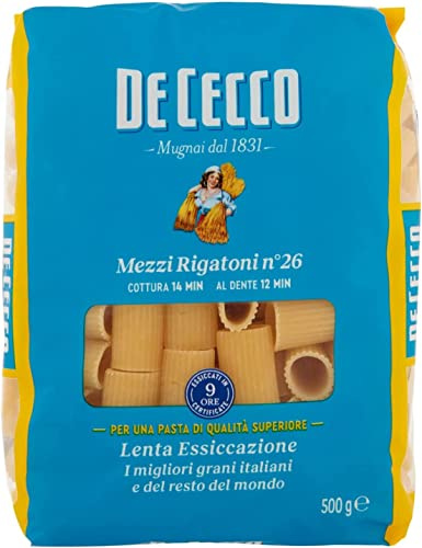 De Cecco Mezzi Rigatoni N°26 - Nudeln aus Hartweizengrieß (10 x 500 g)