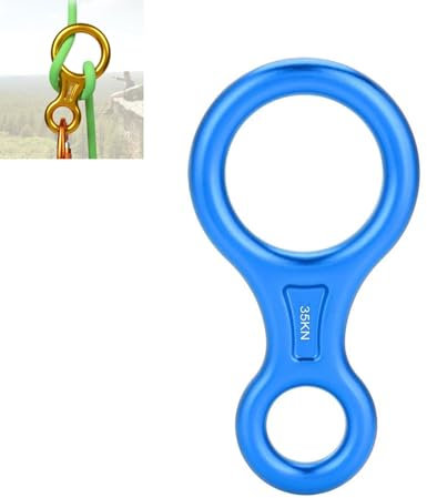 8 Ring Descender, 35KN Figure 8 Word Rope Descender Rappel Ring Rock Climbing Device, Rappel Gear Downhill Equipment for Rappelling Climbing Downhill (Blue)