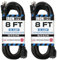 Iron Forge 2 Pack 8 Ft Extension Cord, 16/3 Black 8 Foot Extension Cord Indoor/Outdoor Use, 3 Prong, Multipack Weatherproof Exterior Extension Cord, Great for Gardens, Landscaping, Lawn Mower