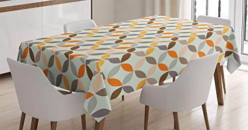 ABAKUHAUS Geometrisch Tischdecke, Abgewinkelt Cyclic Tile, Schmutzabweisend Pflegeleicht Waschbar Druck Mit Klaren Farben ohne Verblassen, 140 x 200 cm, Braun Grau