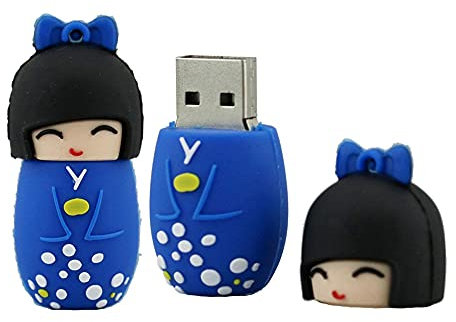 Clé USB 128 Go en Forme de Kimono Japonais, Stylo Mémoire Flash Pendrive (Bleu)