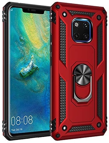 BestST Custodia per Huawei Mate 20 PRO Cover, 360° Girevole Regolabile Ring Armor Bumper TPU Case Magnetica Supporto Smartphone Silicone Custodie Heavy Duty Antiurto per Huawei Mate 20 PRO Case,Rosso