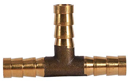 Keenso T Piece 3 Ways Hose Joiner, 3 Way Brass T Piece Fuel Hose Joiner Connector Barbed Hose Fittings for Compressed Air Oil Gas Pipe (8mm)