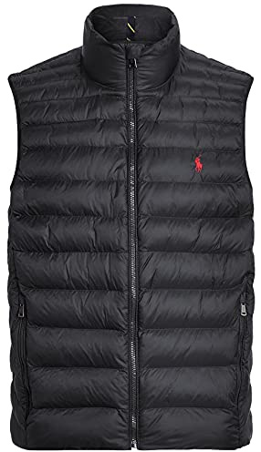 Polo Ralph Lauren Pufferweste für Herren, durchgehender Reißverschluss, Polo Schwarz mit rotem Pony., XXL