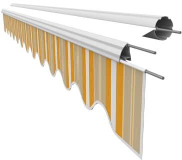 VANA Markisenstoff Volant für 4 m Markise Ersatzstoff Markisentuch Bespannung Sonnenschutz, nur Volant, fertig genäht, Maß 3,83 x 0,21 m, Design SPD062