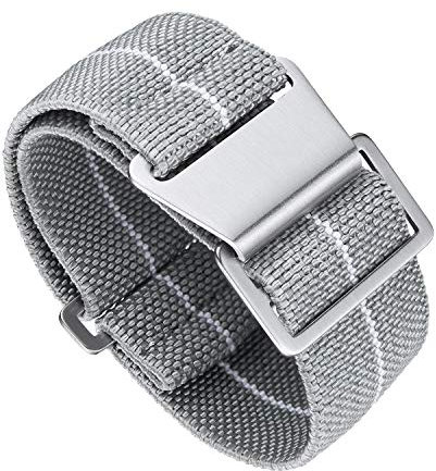 BINLUN Elastisch Nylon Uhrenarmband 18mm 20mm 22mm Parachute Marinetaucher Fabric Stoff-Armbänder Militär Ersatzband für Uhr Damen&Herren - Upgrade Hakenverschluss