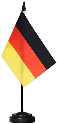 ANLEY Germany Deluxe Schreibtischflaggenset - 6 x 4 Zoll deutsche Miniatur-Desktop-Flagge mit 12 massivem Pol - lebendige Farbe und lichtbeständig - schwarze Basis und Speerspitze