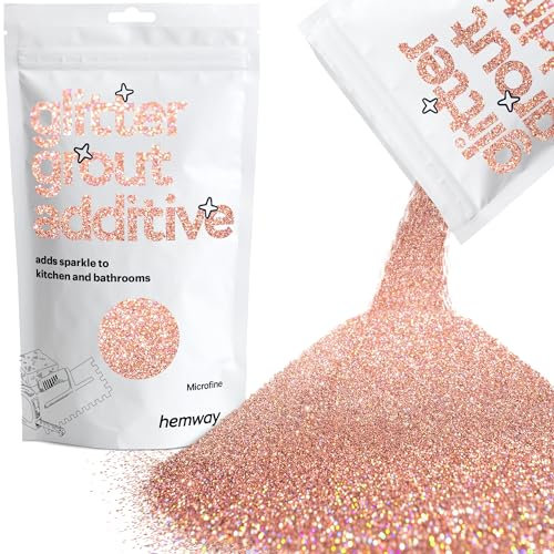 Hemway Glitter Grout Additive - Rose Gold Holographic | Microfine Flakes for Adding Sparkle to Old & New Kitchen & Bathroom Tiles | Enhance Your Indoor Grouting Projects with a Sparkly Effect | 100 g