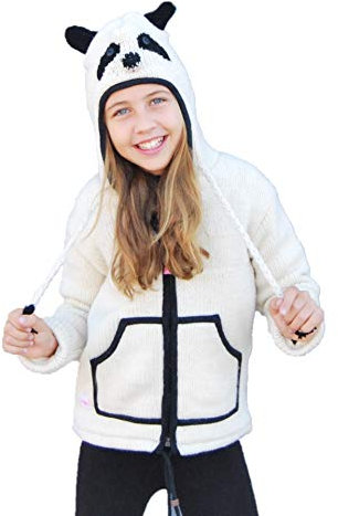 PINK YAK Jacke mit Tiermütze mit Form von Panda, für Kinder (M)