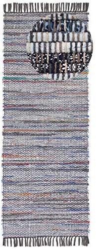 carpetfine Flickenteppich Läufer Kelim Chindi 80x400 cm Grau | Fleckerlteppich aus recycelter Baumwolle, flach gewebt, Boho-Stil, für Fußbodenheizung geeignet, für Flur, Küche und Diele