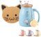 BigNoseDeer Cute Mugs Kawaii Cat Mug Ceramic Coffee Mug Tea Cup with Infuser and Lid Spoon Tea Mug Cute Cool Preppy Stuff Gifts for Women (Blue 13oz)