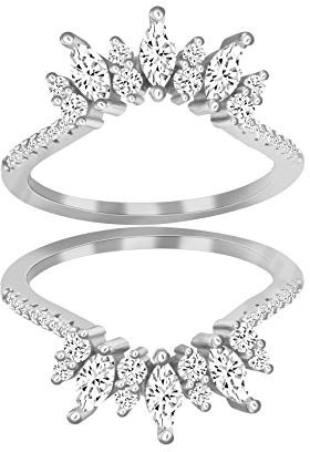 Uloveido Y1025 Lot de 2 bagues en argent sterling 925 avec zircone cubique taille marquise pour femme, Cristal, Oxyde de Zirconium