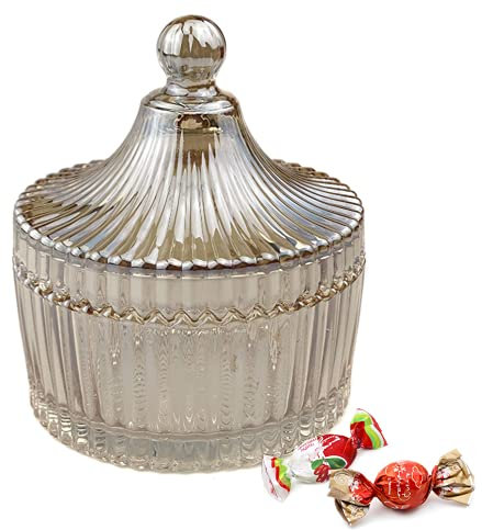 Bonboniere mit Deckel Ф10.3cm Einzelpackung, Zuckerdose aus Glas Klein, Lebensmittelechter Glasbehälter für Snacks 300ML/10Oz