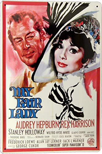 Blechschild 20x30 My Fair Lady Film Plakat 1964 Audrey Hepburn Rex Harris im Retro Nostalgie Vintage Design Musical Theater Hollywood Kino