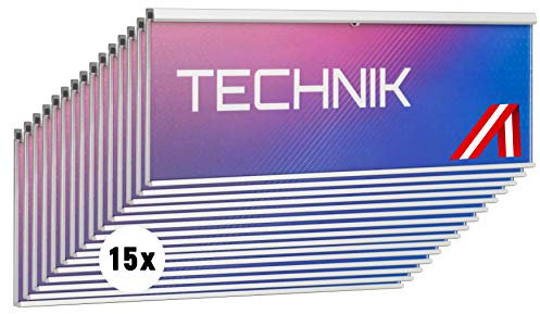 SCHILDER Systeme 15 Stück MODO Türschild | Silber eloxiertes Namensschild | 2 mm Anti-Reflex Acrylscheibe | einfache Klebemontage | werkzeugloser Textwechsel | 105 x 54 mm
