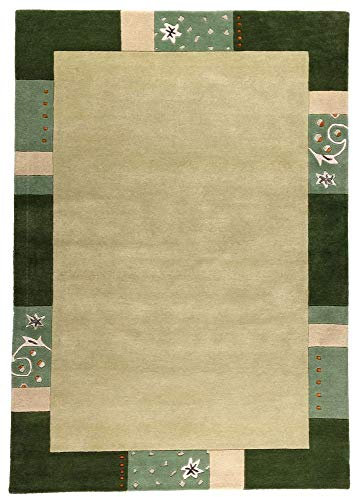 Theko Nepal Teppich modern grün Rund 150 cm