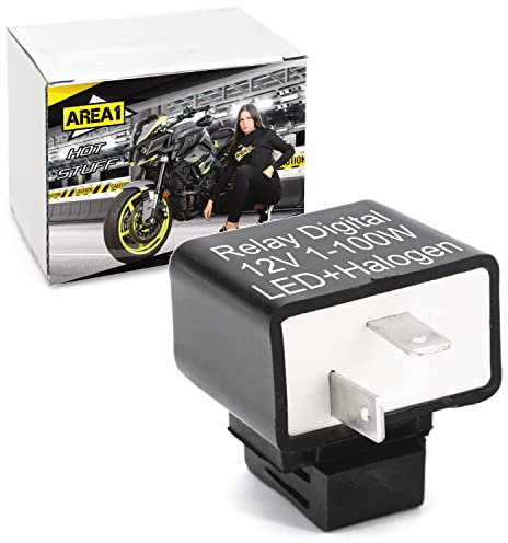 Area1 Motorrad Blinkerrelais Blinkgeber lastunabhängig/digital für LED Blinker, Halogen und Glühbirnen, 12V 0.1-150W 2 Pin / 2-Polig