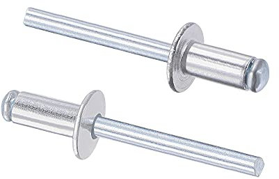 sourcing map 25 Stk. Blindnieten Aluminium Zugnieten Kerndekorationsnieten 6mm Durchm. 12mm Grifflänge Silber