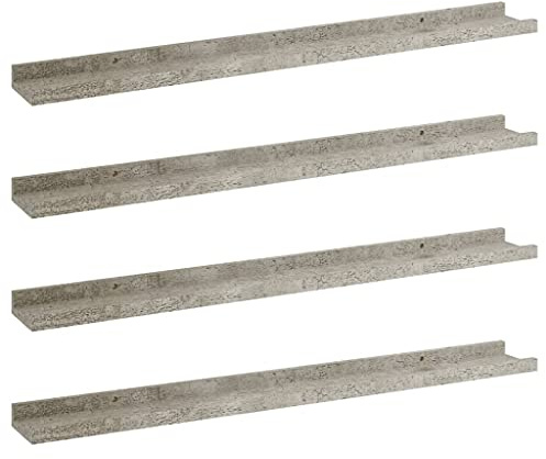 vidaXL 4X Wandregal Bücherregal Wandboard Schweberegal Hängeregal Dekoregal Freischwebend Regal Büroregal Wandablage Betongrau 80x9x3cm