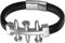 JewelryWe Schmuck Armband Herren Lederarmband Punk Rock Hiphop Nägel Nagel Spike Leder Geflochten Armreif Handgelenk Manschette mit Edelstahl Magnetverschluss, Schwarz Silber