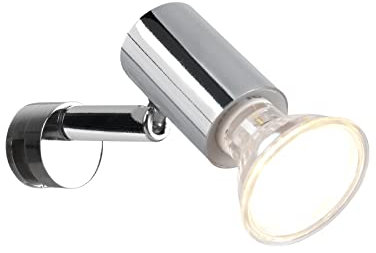 Spiegelklemmleuchte mit schwenkbarem Spot in Silber Chrom, Tiefe 10cm