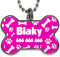 LolaPix Chapa Perros Personalizadas con foto, texto o imagen. Placas para Perros. Chapa metálica con forma de hueso. Regalo personalizado. HUELLAS ROSAS