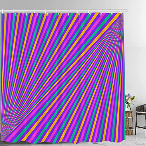 Batmerry Striped Color Abstract Art Shower Curtain,Psychedelic Rainbow Optical Illusion Shower Curtain,Waterproof Fabric Shower Curtains for Bathroom with 72x72 inches.
