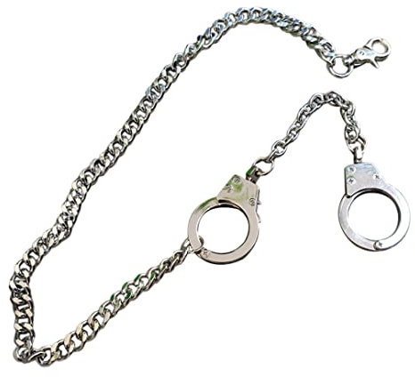 luchike Doppelte Handschellen Gürtel Ketten Hip Hop Hosen Kette Heavy Duty Punk Taille Kette Geldbörse Kette für Männer Frauen Jeans Hose 1 Pack, silber, Einheitsgröße