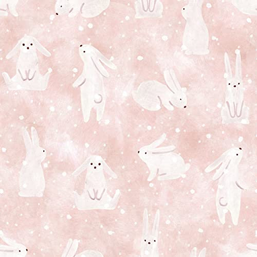 decomonkey Fototapete selbstklebend Kinder Kinderzimmer Tapetenrolle 10 m Tapete Vliestapete Deko Panel Modern Design Wanddeko Wandtapete | Rosa Pastelle Abstrakt Kaninchen