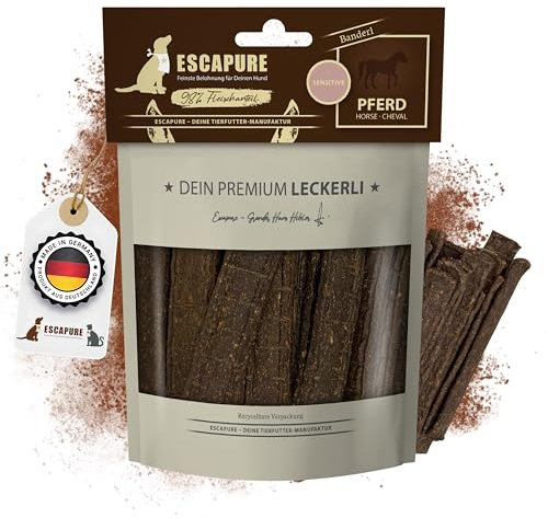 ESCAPURE Banderl - Hunde Leckerli aus Pferdefleisch in Premium Qualität - 98% Muskelfleisch - Protein Trainingssnacks ohne künstliche Zusatzstoffe & Getreide (150g)