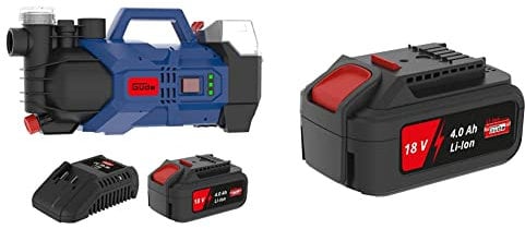 Güde GP 18-401-30 Akku Gartenpumpe, 72 W, 18 V, Blau & 58557 Güde AKKUPACK AP 18-40 (passend für ALLE Geräte der 18 V Easy-Energy-Exchange Serie, 4,0 Ah, Li-Ion)