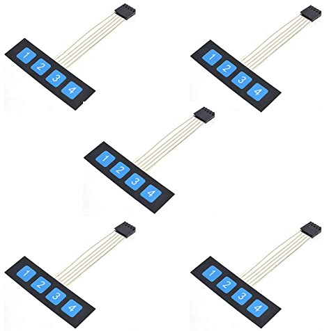 SagaSave 1 x 4 Membranschalter Tastatur, Universal Tastentaste Film Schalter Panel Tastatur für externe Steuerung (5 Stück)