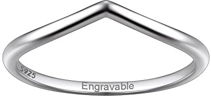 Suplight Ring Silber 925 Damen Polierter Wishbone Eheringe gravierbar Schlichte Partnerringe V Form Silberringe Personalisiertes Geschenke für Frauen Mädchen Größe 52